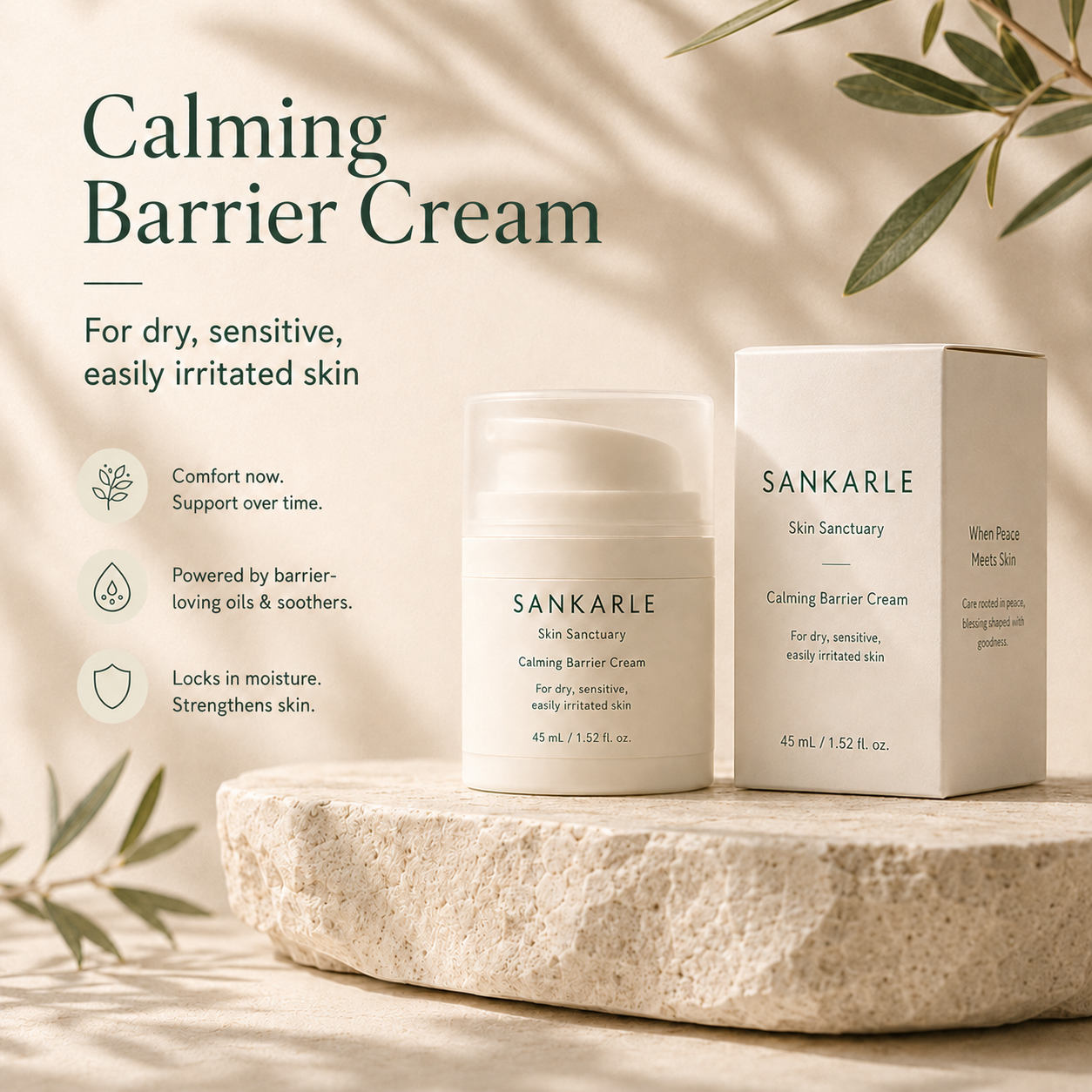 SANKARLE Skin Sanctuary Calming Barrier Cream product image with jar and box